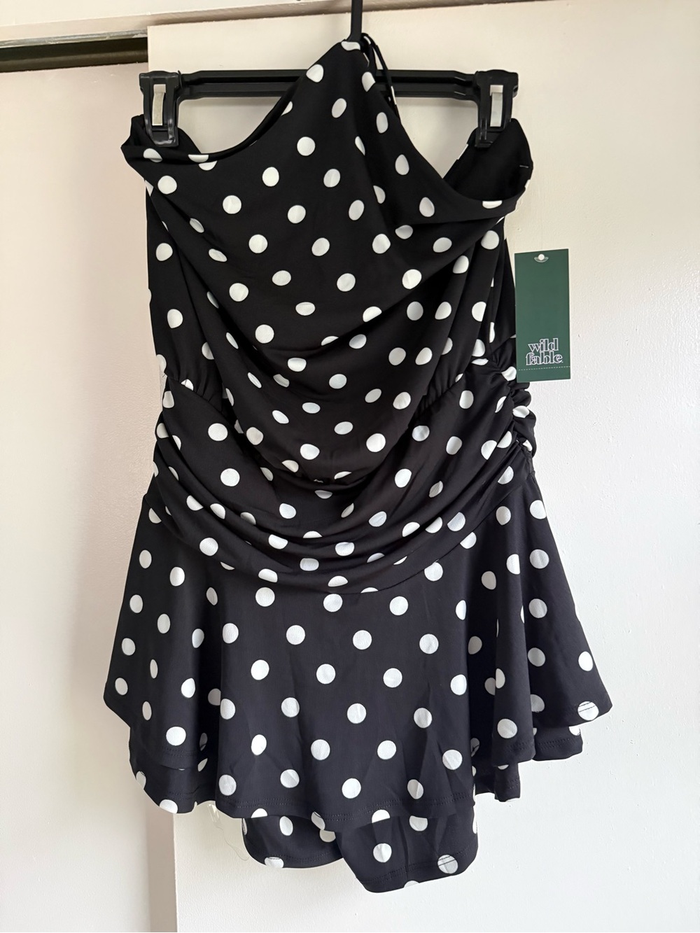 wild fable Black & White Polka Dot Draped Cowl Tank